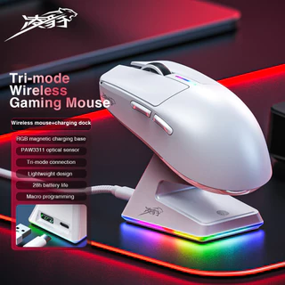 LINGBAO M6 Mouse Sem Fio + Conjunto De base De Carregamento RGB Magnético Tri-Modo Com/2.4G/Bluetooth