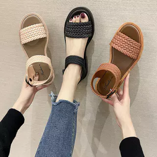 Chinelos de Verão Sandálias de Verão Novo Estilo Influenciador de Verão Sandálias Romanas Sandálias Planas de Comércio Exterior pvc Sandálias de Praia Sandálias de Vinha Tecidas