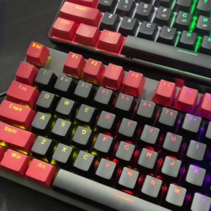 PBT MATERIAL Vermelho E Preto 104 Teclas , ABS OEM Universais De Retroiluminação Substituição De Teclado Mecânico