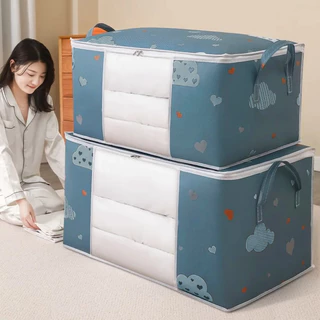 Organizador De Sacos De Armazenagem De Roupas De Grande Capacidade Com Cabo Reforçado Adequado Para Cobertores De Cama Dobrável Zíper Robusto