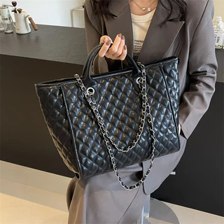 Saco De Couro Feminino Com Padrão Tote Em PU Grande Capacidade Corrente Ombro Designer De Compras Para Axilas