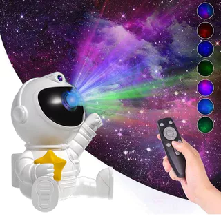 Um Projetor Starry Sky Night Light Com Tempo Controlado Remotamente , Projector-Controle Remoto , 360 ° Rotação , Astronauta , Decoração Do Quarto De Jogo
