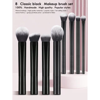 8 Conjunto de Escovas de Maquiagem Profissional Black Long Tube Conjunto de Escovas de Maquiagem Profissional Conjunto de Escovas de Maquiagem Profissional +3 Puff Sets Inclui Escova Blush Escova em Pó Solto Escova em Pó Escova em Chama Escova para Sombra