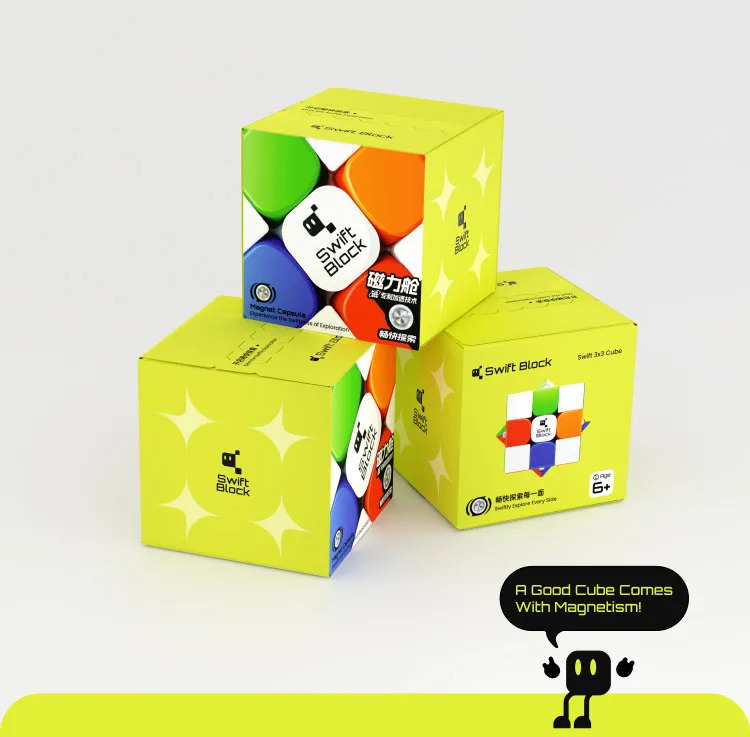 Cubo Mágico Swift Block 355M 3x3 Magnético – 48 Imanes, 5 Niveles De Tensión Ajustables, Sin Pegatinas, Eje Alado De Plástico, Ideal Para Speedcubers
