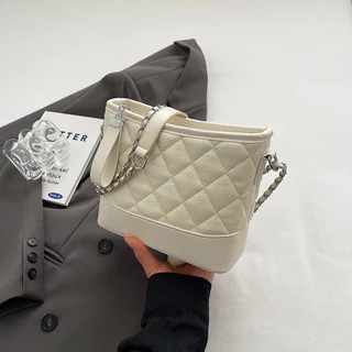 1 Pc Moda Com Vários Bolsos Argyle Metal Chain PU Zippir Mala De Mão Para Senhora Roupas Diárias Ao Ar Livre Viagens