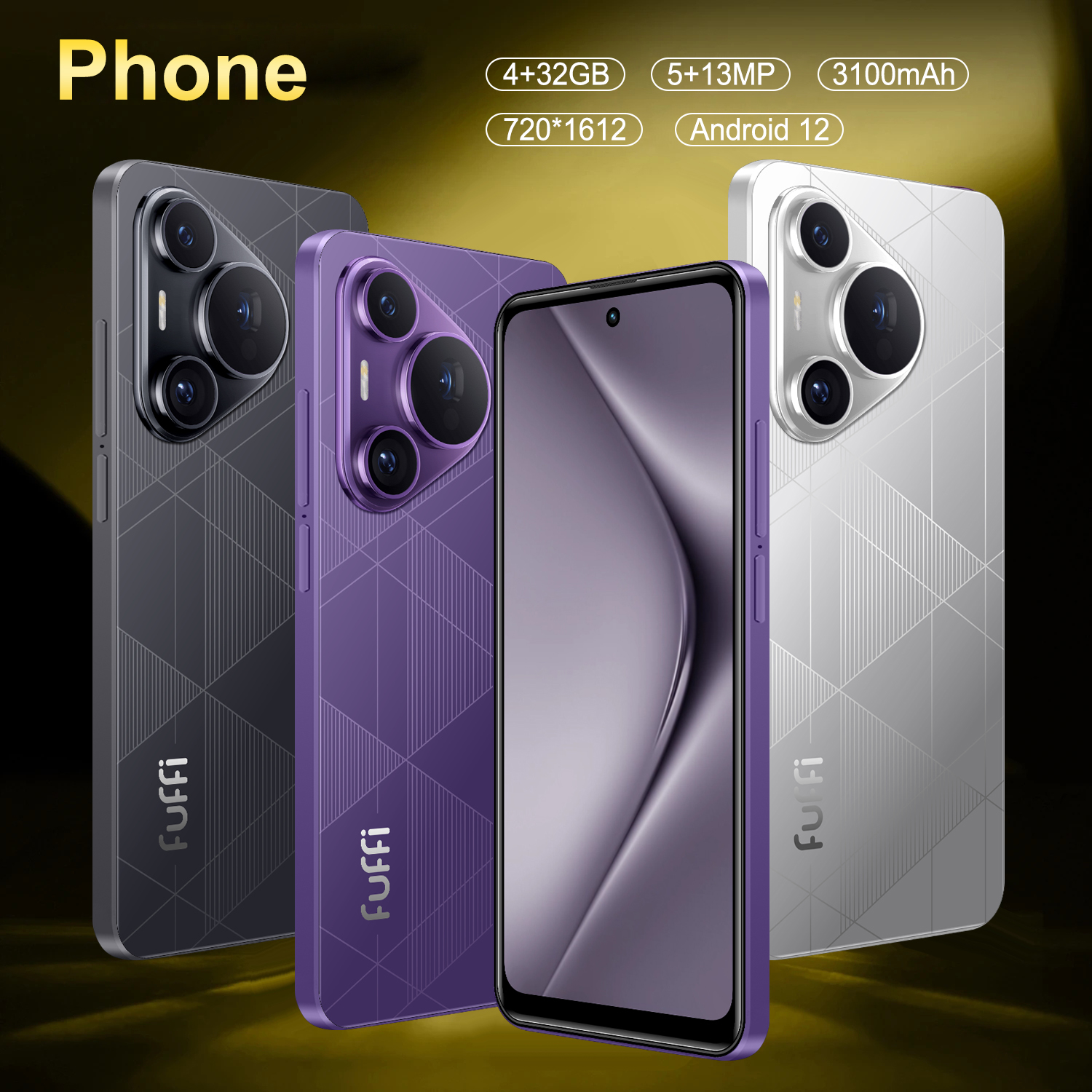 Smartphone Fuffi 4G Android 12, processador MTK, 4GB+32GB, 3100mAh 