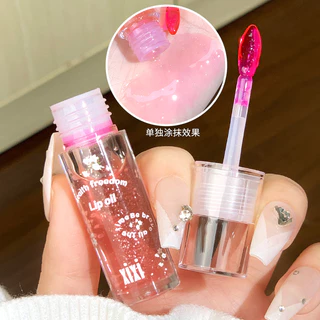 Linguagem da Flor de Sentimento de Água Óleo Labial Hidratante Óleo Labial Água Brilho Espelho Superfície Dudu Lábio Perolado Fino Intermitente Transparente Mudança de Cor Glaze Labial