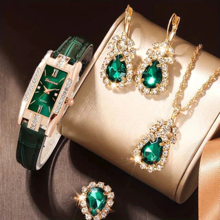 Relógio De Moda Rhinestone Retângulo Feminino De Quartzo Relógios De Pulso Com Banda De Couro