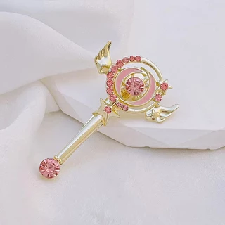 Super fada rosa strass varinha mágica grampo de cabelo japonês bonito menina coração acessórios de cabelo clipe lateral