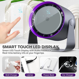 Ventilador de mesa Fluxo de ar forte 5 velocidades Silencioso Display Digital Ventilador de fonte de alimentação USB Ven