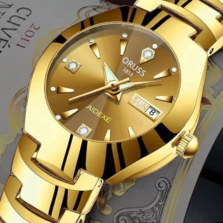 Calendário Duplo Relógio de Quartzo Relógio Feminino Tendência Moda Moda Feminina à prova d