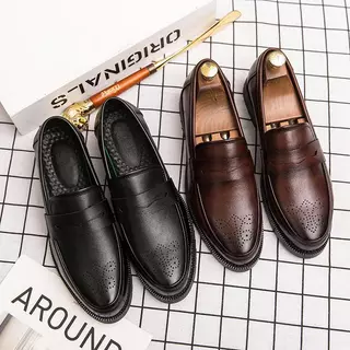 Pão De Couro Marrom Casual De PU Para Homens Anti-Derrapante Resistente Ao Desgaste Em Sapatos Escritório De Negócios Primavera Verão E Outono