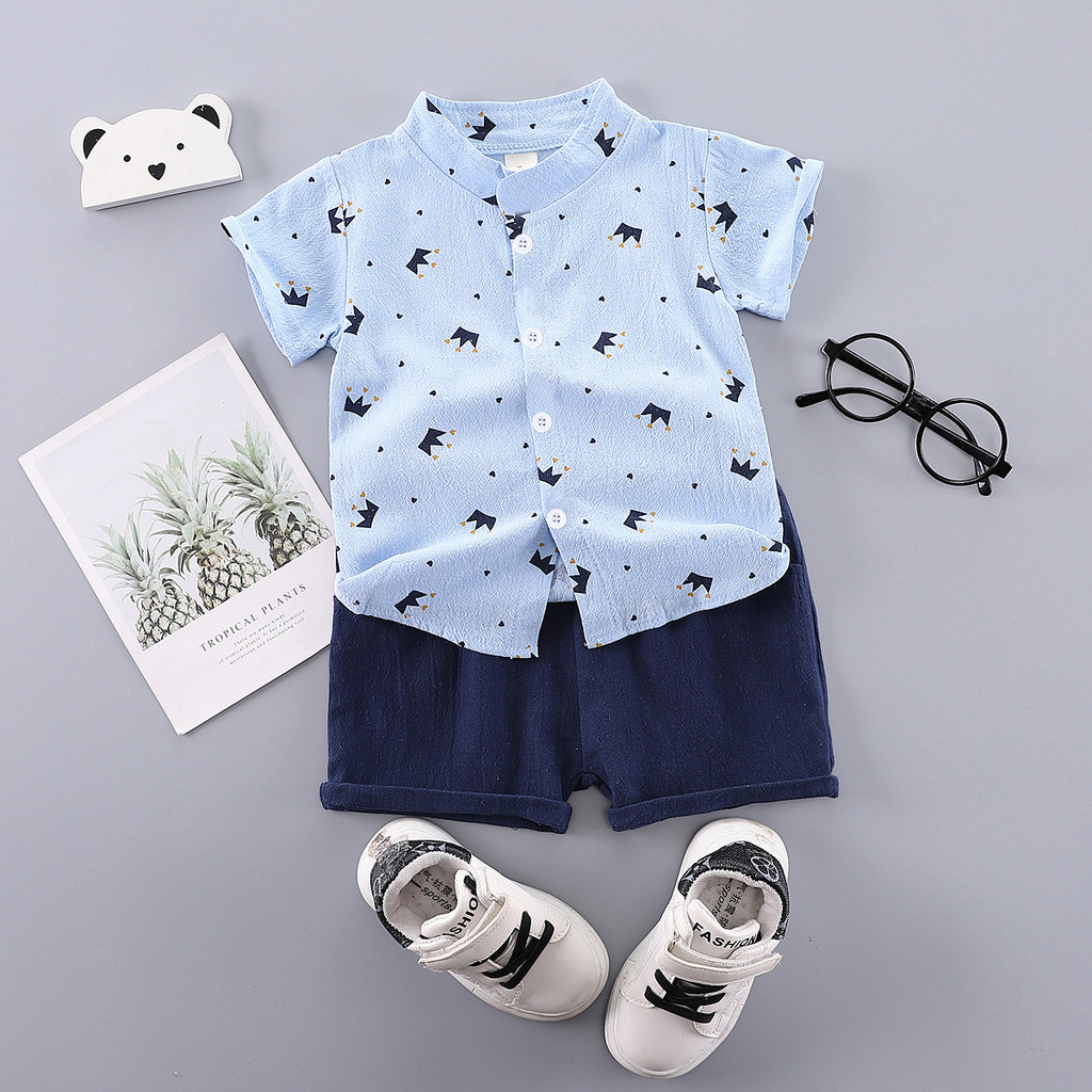 Um ano de idade a cinco anos de idade Camisa de manga curta Trendy Boy Cartoon Crown