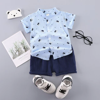 Um ano de idade a cinco anos de idade Camisa de manga curta Trendy Boy Cartoon Crown