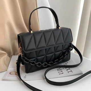 1pc Na Moda Xadrez Bolsa De Ombro Feminina Corrente Crossbody Sacos Bolsas E Pequenas Com Aba
