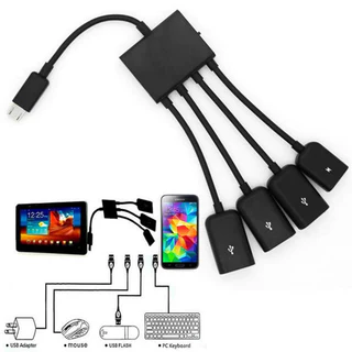 Hot 4 Portas Micro USB Tipo c Cabo Extensor De Energia OTG Hub Preto Para Android Tablet Smartphone U Disco Mouse Acessórios