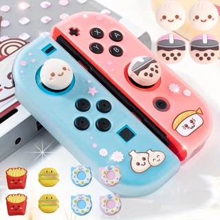 Boba Dumpling Thumb Grips Capas De Pega O Polegar Bonés De Porco Bonitinho Bun Face Bubble Tea Burger Donuts De Chá Botão Kawaii Tampa De Joystick Para Nintendo Switch & Oled/Lite