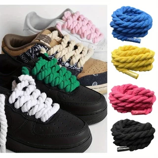 1 par de cadarços de linho Retro DIY Linen Cotton Woven Style Bold Shoelaces Low-Top Canvas Verde Shoelaces Mulheres Sapatos de homem