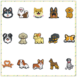 15 Pçs/SET Hot Cute Cartoon Dog Theme Shoe Charms Jibbitz Para Crocs Tamancos E Bubble Slides Sandálias PVC Decorações D