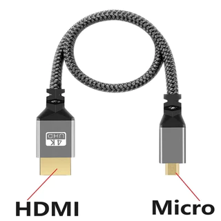 0,3m Trançado De Nylon HD 4K @ 60HZ 1080P Micro to HDMI-Compatível Com Cabo HDTV Para HDM De Extensão Câmera De TV Tablet PC