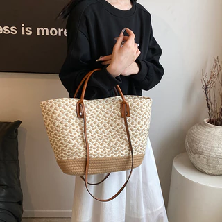 Cor contrastante PU aberto Casual grande capacidade axila pedido bolsa de ombro