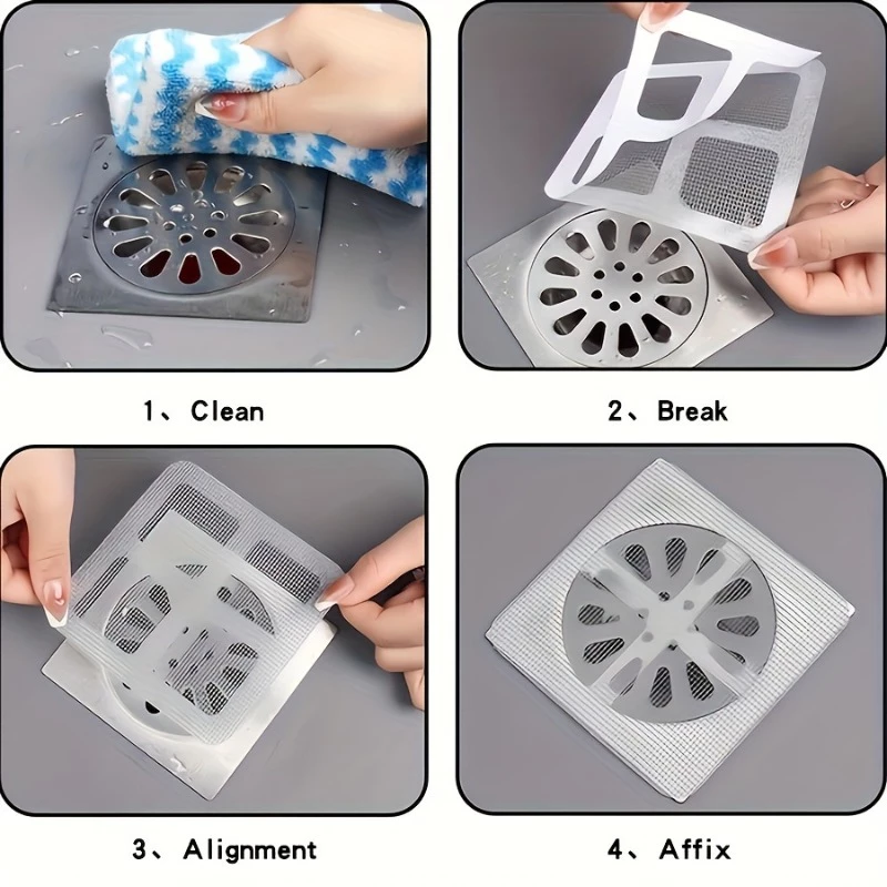 50 Peças Tampa do Filtro de Drenagem para Tampões de Cabelo e Coletor Descartável Ralo de Chuveiro Adesivo Pia de Chão