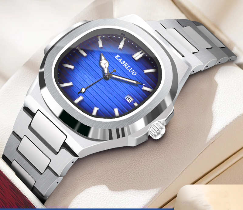 Relógio Clássico de Quartzo Automático de Caracol de Caracol de Papagaio Calendário Quadrado à prova d'água Relógio exclusivo High-End