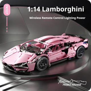 Novo Estilo Cherry Blossom Blossom Pink Chinese Sports Car Building Blocks Lamborghini Racing Car Toys /Girl Aniversário Presentes / Figuras de diy requintadas / Decorações de mesa Premium