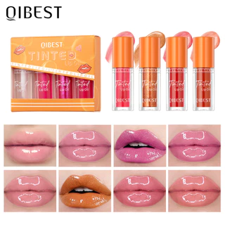 Conjunto de 4 peças Brilho Hidratante Brilho Labial Maquiagem de Longa Duração Óleo Labial Hidratante Brilho Labial Espelho Brilho Labial Reparador