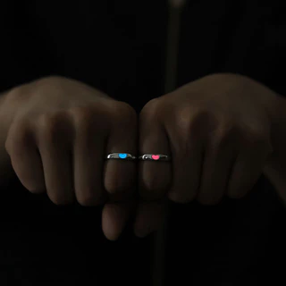 Jóias Da Moda Mulher Liga Coração Luminoso Anel De Casal