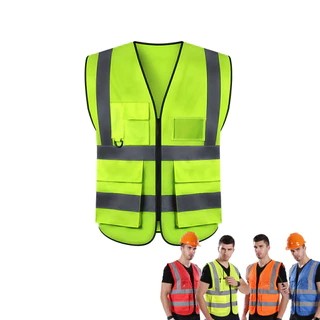 Colete De Segurança Refletivo Alta Visibilidade Com 5 Bolsos E Zíper