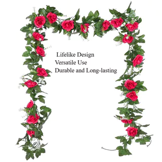 Coroa De Flores Artificiais De Rosa Falsa , Guirlanda De Seda De 2.2 M Para Decoração De Casa E Jardim em Oferta na Shopee