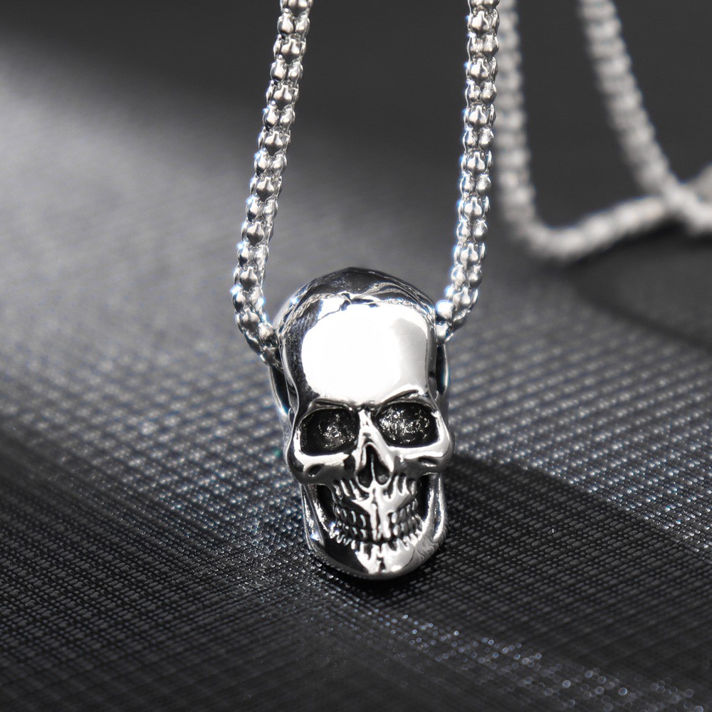 Colar Pingente De Crânio De Aço Inoxidável Vintage Para Homens Jóias Punk
