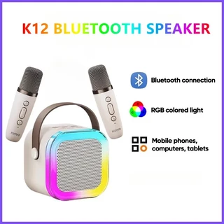 K12 Alto-Falante Sem Fio Bluetooth Multifuncional Com 2 Microfones Portátil Leitor De Música Máquina Karaokê Para Crianç