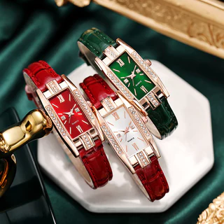 Elegante Temperamento Quadrado Ladies Quartz Watch Relógio Coreano Estilo Pequeno Verde Único Relógio Verde Ladies Watch