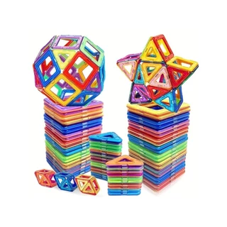40pcs e 80pcs Blocos magnéticos de construção de blocos magnéticos de tamanho grande Brinquedos infantis com ímã de bricolagem, Conjunto de construção de design Brinquedos infantis de férias (cor aleatória)