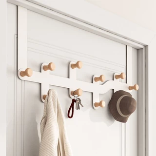 Ganchos De Madeira Sobre A Porta Organizador De Casa De Banho Rack Clothes Coat Hat Hanger Novo Suporte De Acessórios De Cozinha De Banheiro