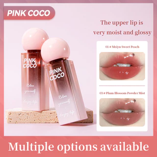 Pink COCO Enhance Complexion Hydrating Moisturizing Small Powder Ball Mirror Lip Glaze Água Brilho Labial Puro Desejo Vidro Desejo Clareamento Facial Clareamento Facial Antiaderente de Longa Duração