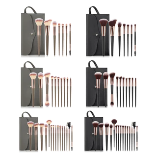7pcs / 10pcs / 15pcs Conjunto de pincéis de maquiagem profissional Pincel de sombra Pincel de pó solto Pincel de Blush Ferramenta de maquiagem de beleza Bolsa de armazenamento de maquiagem Artista de maquiagem Pincel de maquiagem para estudantes iniciante