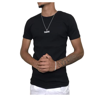 Camiseta de Manga Curta de Qualidade Inglesa Homens de Manga Curta de Outono Novo Estilo Coreano Versão Slim-fit Fashion Trend Impresso de Pescoço Fino Redondo ins