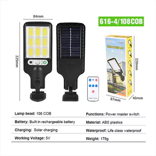 108 COB Sensor Lâmpada De Rua 3 Modos De Luz Ao Ar Livre À Prova Dwaterproof Água Segurança Lâmpadas Solares Para Jardim