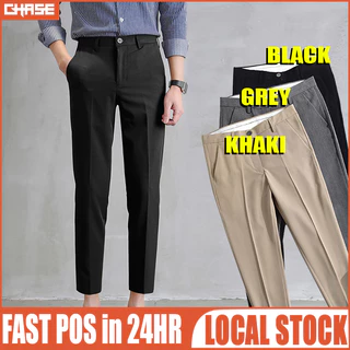 Calças De Ajuste Fino Moda Masculina Plus Size Corte Reto Escritório Negócios Formal Calça Homem Todos Os Jogos Casual F