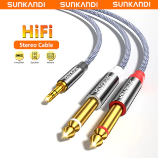 SUNKANDI 3.5 Mm TRS Para Cabo De Áudio Estéreo Duplo De 6.35 3.5 1/8 " 6.35 4 " TS Mono Y-Cable Splitter Cord Alto-Falan