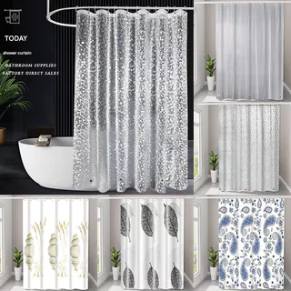 1pc Cortina Divisória De Chuveiro EVA Banheiro Impermeável E À Prova De Mofo Espessada Transparente Cubo De Água 3D