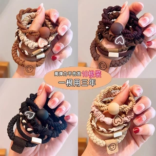 5 Peças Fofas , Doces , De Alta Elasticidade , Corda De Cabelo Durável Cabeça Simples E Qualidade , Tendões De Couro , A