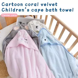 Cobertor Do Bebê Com Capuz Swaddle Coral Velo Toalha De Banho Bonito Dos Desenhos Animados Abraço Colcha De Bloqueio De