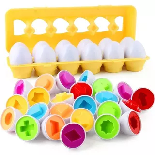 12 Pçs Montessori Brinquedos Educativos 2 Anos De Idade Crianças Inteligente Ovo Forma Correspondência Cores Ovos Classi
