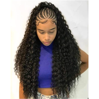 Sintético 22 Polegada Longo Milho Encaracolado Cordão Rabo De Cavalo Extensão Do Cabelo Onda Profunda Preto Marrom Peruc