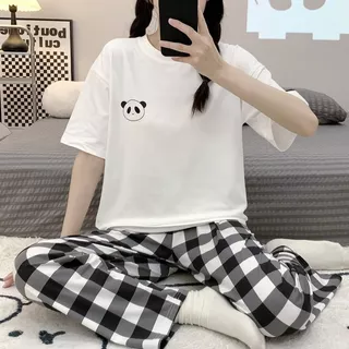 Calça de pijama feminina solta estampada estilo Casual estilo longo pode ser usada ao ar livre