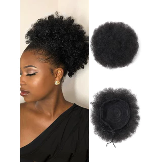 Extensão De Rabo De Cavalo Afro Puff De 8 " Para Mulheres Negras , Sintético Curto Premium Preto Marrom Halloween , Nata
